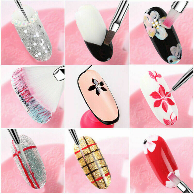 8/20 PCS Nail Art Pen Dotting Painting Drawing UV Gel Liner Polish Brush Tools