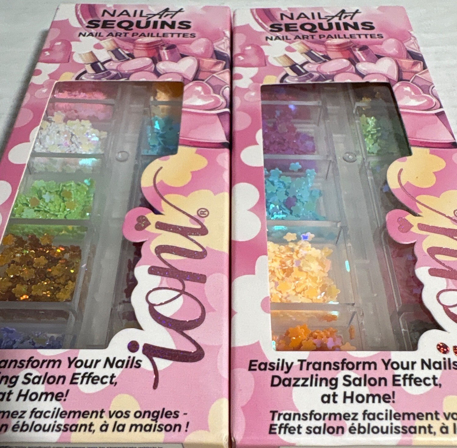 Ioni Dazzle Nail Art Sequins Palette Flowers Glitter Shapes Salon-Like Finish