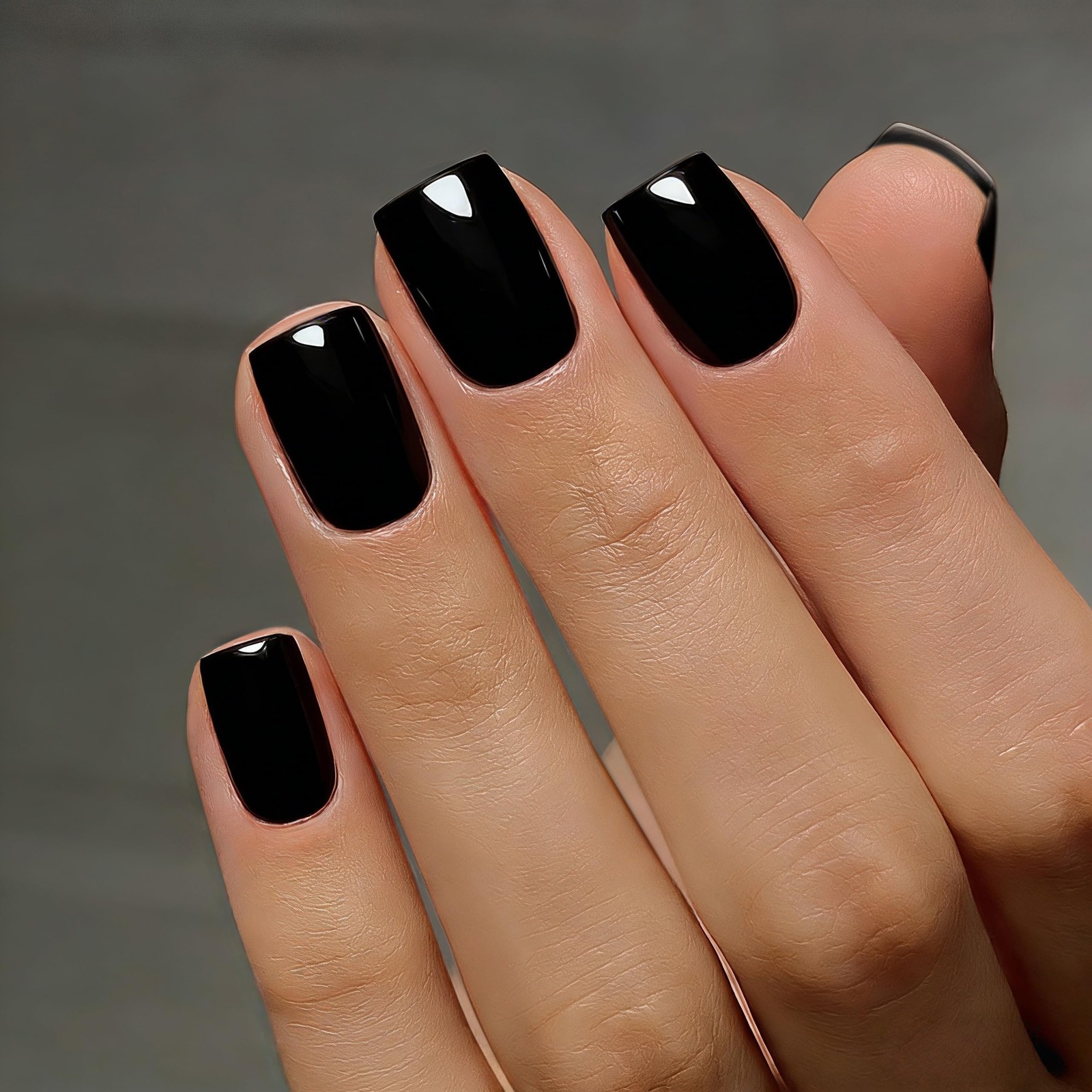 SXVME Short Square Black Press On Nails 30 Pcs