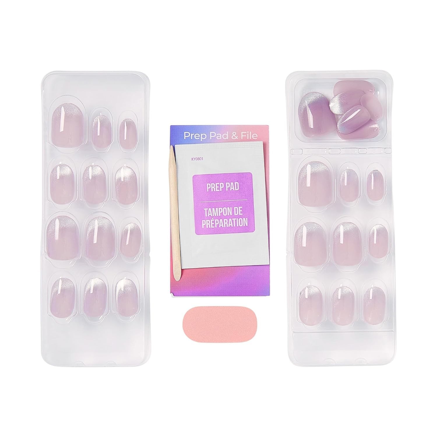 No Glue Mani Press On Nails, ColorFX, ‘Diamond Drip’, Pink, Short Size, Oval …