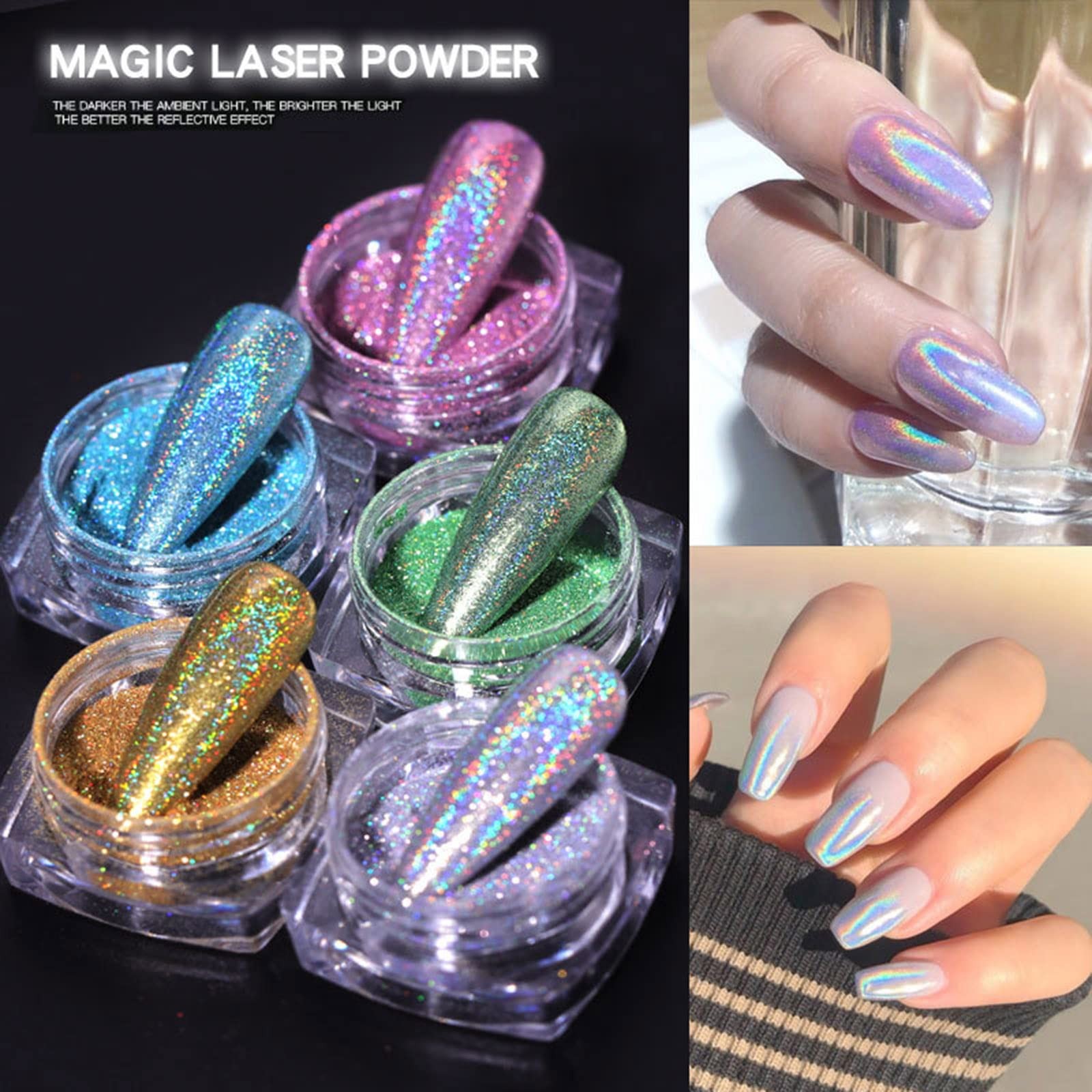 RsoeFlower 12 Color Nail Glitter Powder, Gold Sliver Metallic Nail Dust, Holo…