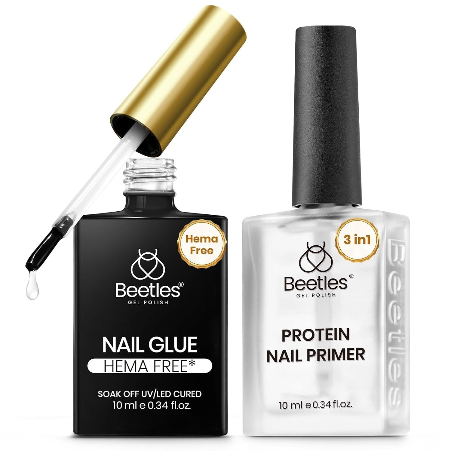 Beetles 2Pcs Professional Nail Glue & Primer – Super Strong Hold & Fast Dry