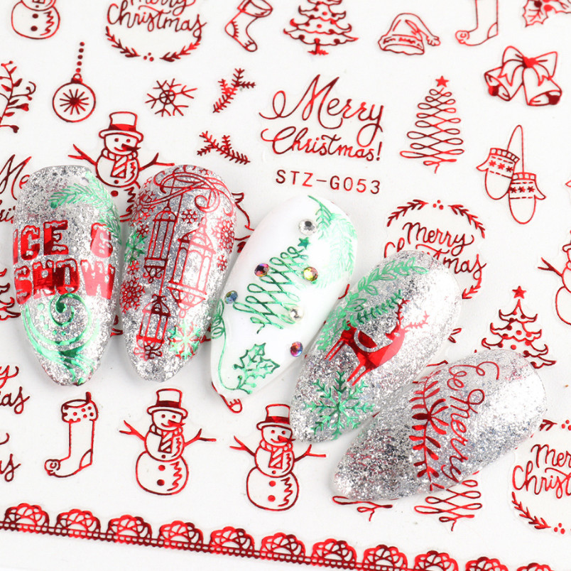 New Year Christmas 3D Reindeer Horn Santa Claus Snowflake Red Self-Adhesive NH21