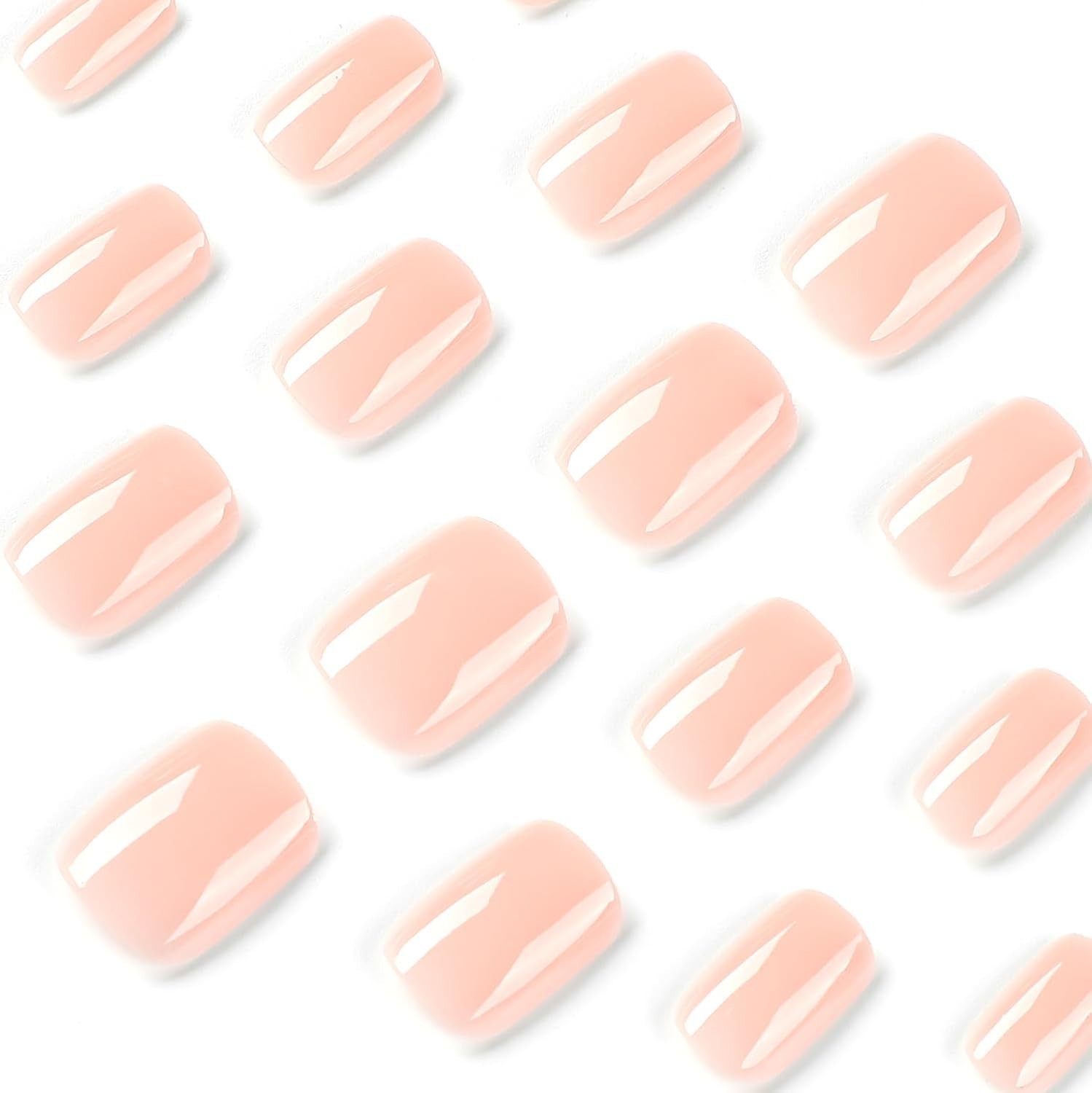 24Pcs Press On Nails Short Square Fake Nails Nude Pink Nails Press Ons Acryli…