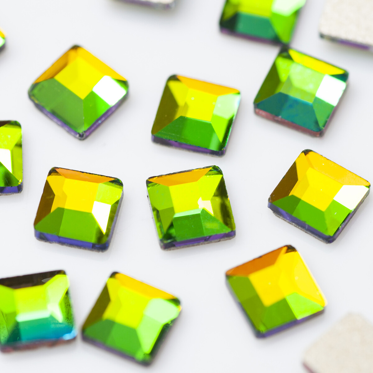 Flat Top Square Mix Colors Non Hotfix Flat Back Nail art Glass Beads Shiny Gem
