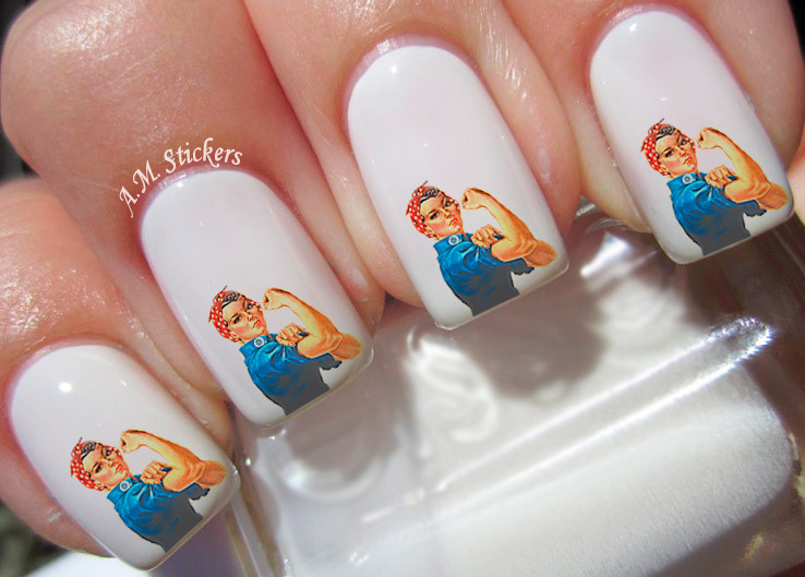 Rosie The Riveter Nail Art Stickers Transfers Decals Set of 20 – A1252