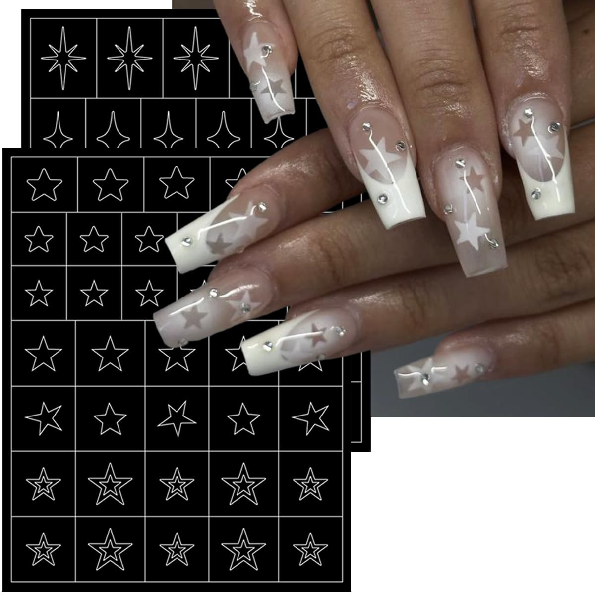 6 Sheets Airbrush Nail Stencils Heart Butterfly Flowers Flame Star Nail Art S…