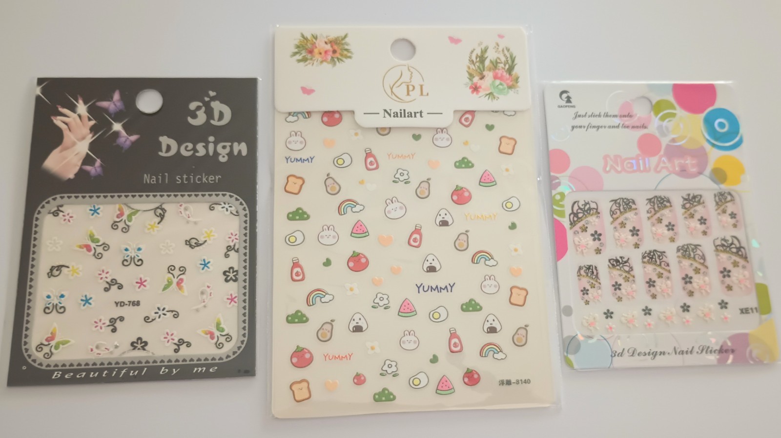 Buy 1 get 2 Free Yummy 5D Embossed Nail Art Stickers Self Adhesive Waterproof