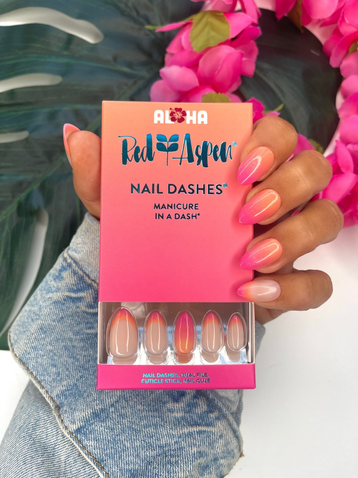 Red Aspen Mana Wahine, Evalani Medium Almond Nail Dashes New In Box French Tip