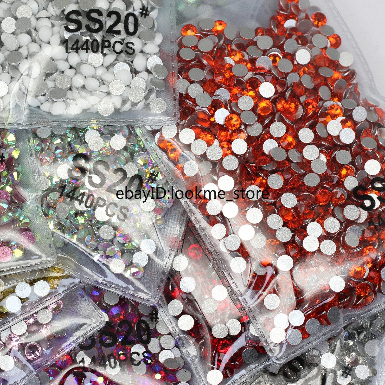 1440pcs 5mm (ss20) Crystal Glass Rhinestones Flatback Gems Nail Art Crafts Decor