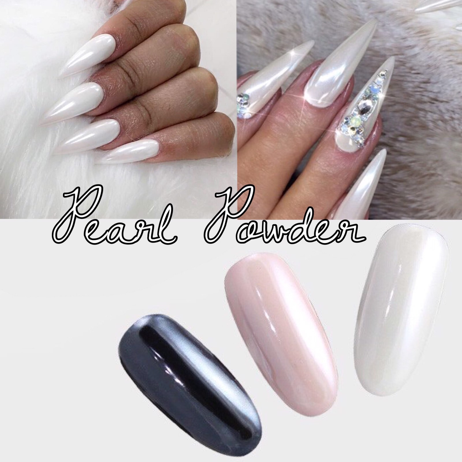 WHITE CHROME POWDER Matte Pigment Pearl Nails Nail Art Crystal Shiny Dust M4