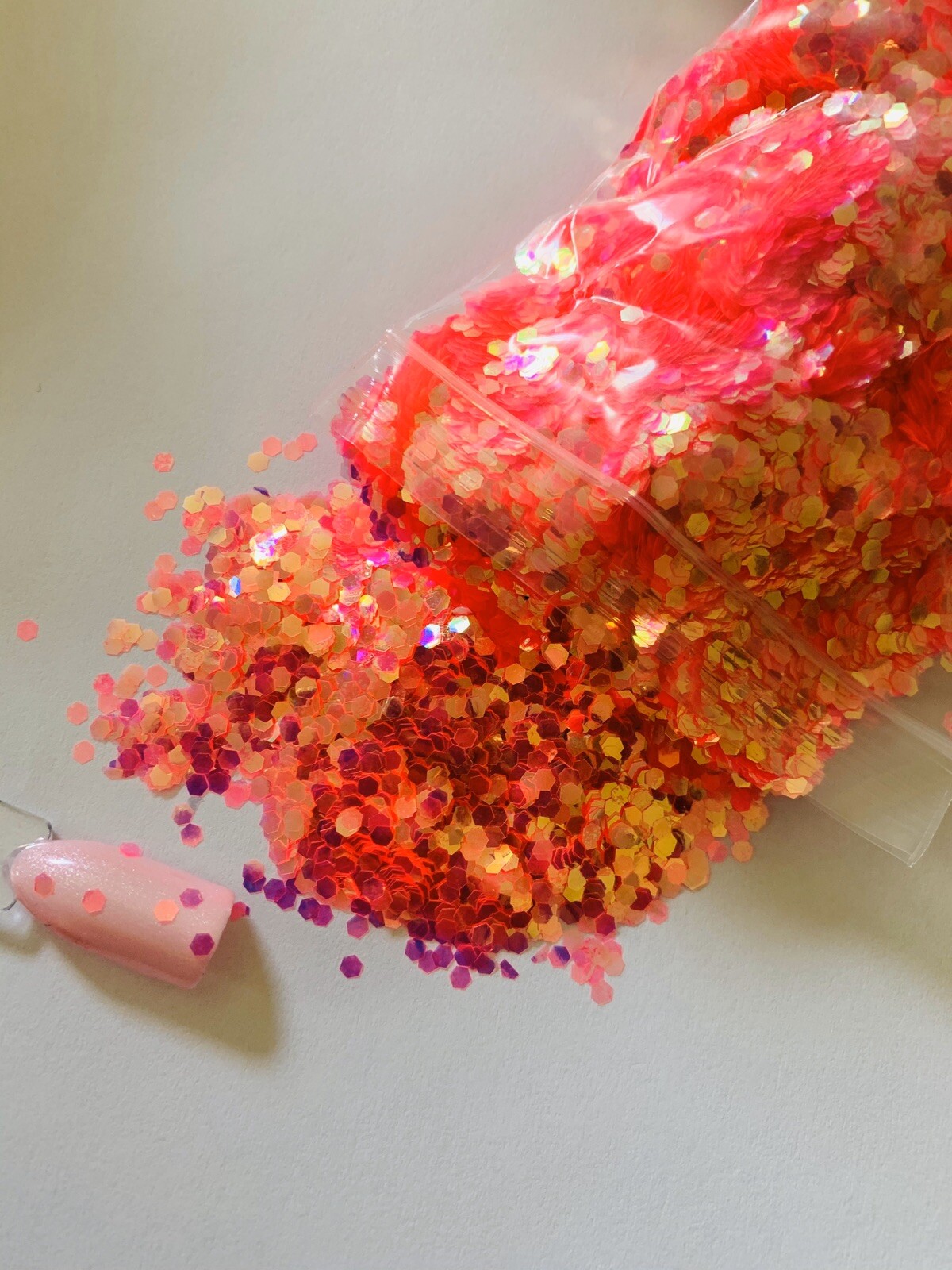 Iridescent Pink Hexagon Shape Nail Glitter 1TSP