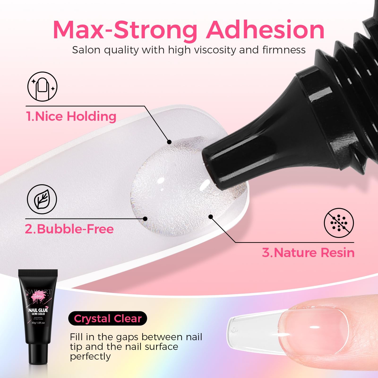 30g Strong Nail Glue for Press On Nails, No UV Lamp Needed | 10s Quick Drying &