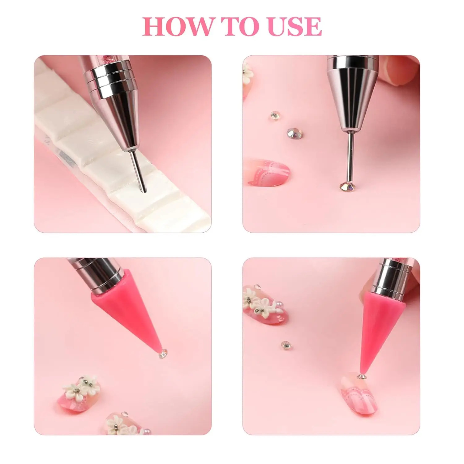 Rhinestone Picker Dotting Pen, Dual-ended Rhinestone Gems Crystals Studs Picker