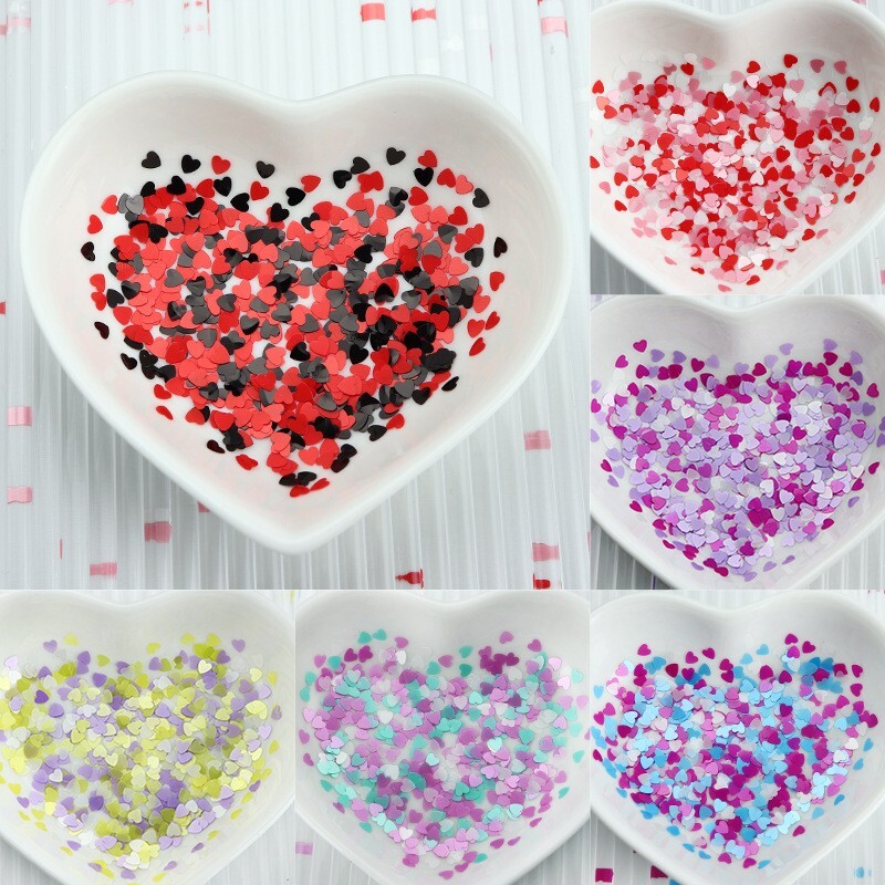 6 Grids Multi-Color LOVE Heart Nail Art Laser Sequins Glitter Flakes DIY Decor