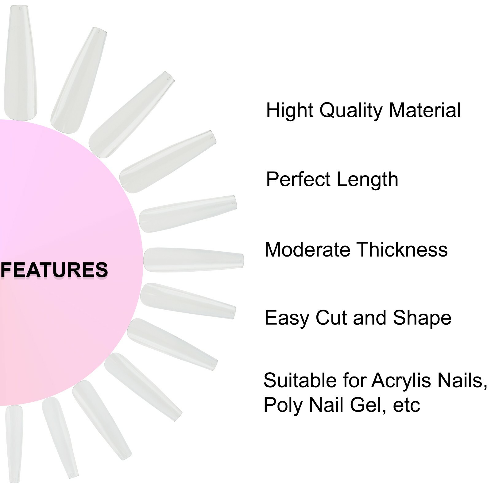 570pcs Nail Tips Fake Press On False Nails Coffin Ballerina Stiletto French Flat