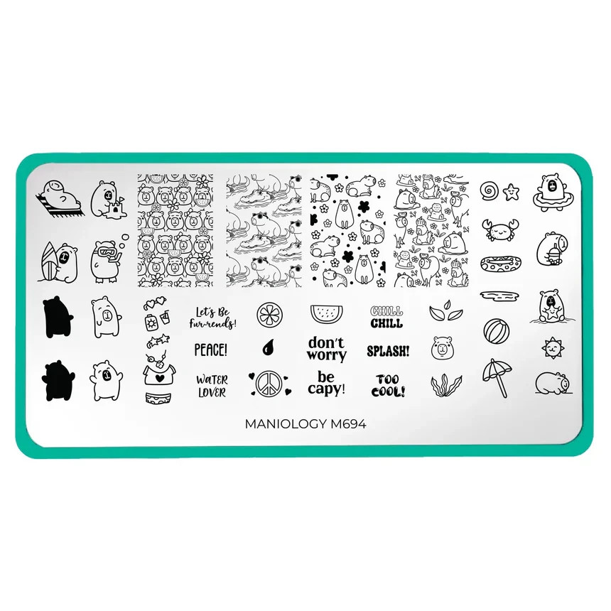 Maniology M694 Capy Chill Nail Stamping Plate – New with Sleeve Capybara