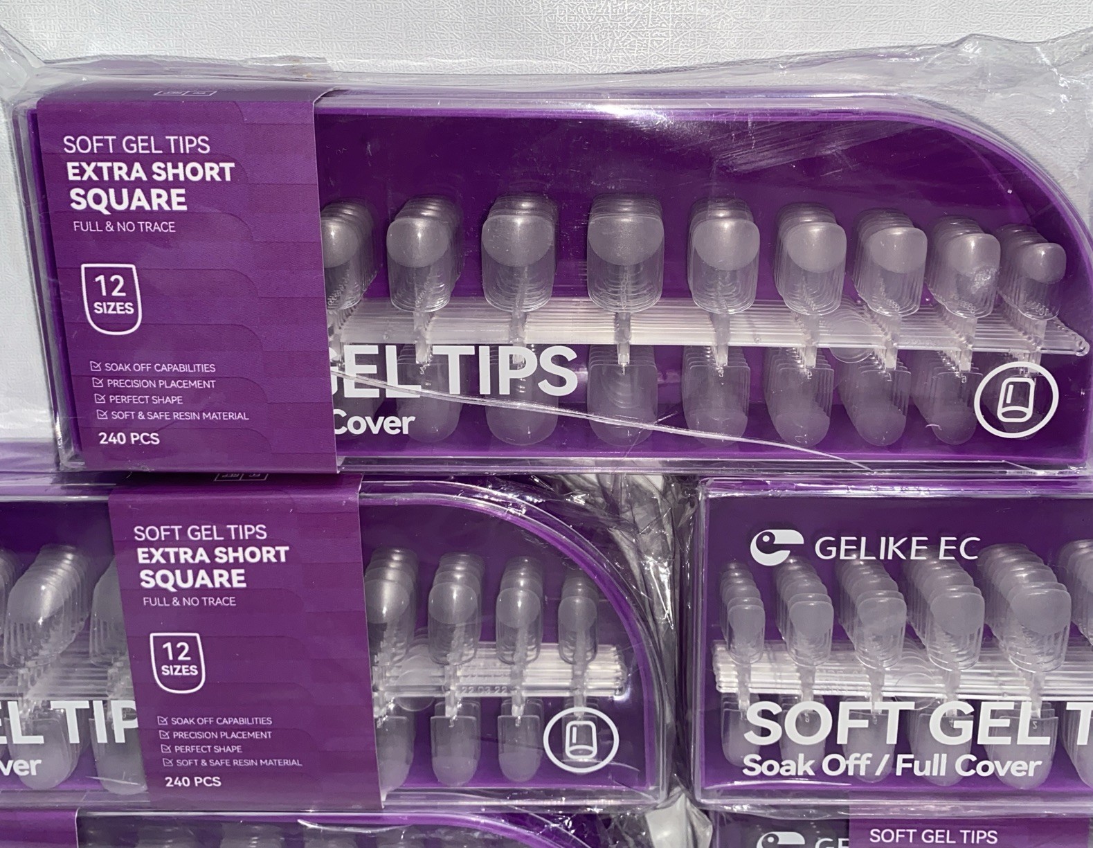 Lot Of 5-Boxes Gelike ECSoft Gel Nail Tips Extra Short Square /Damaged Packaging