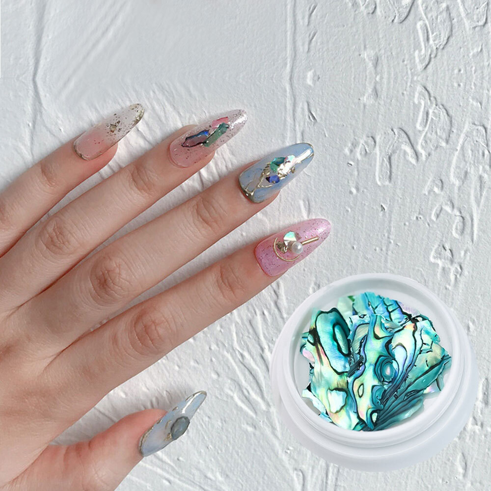 2Pcs Nail Art Sequins Natural Seashell Texture Irregular Thin Abalone Slice