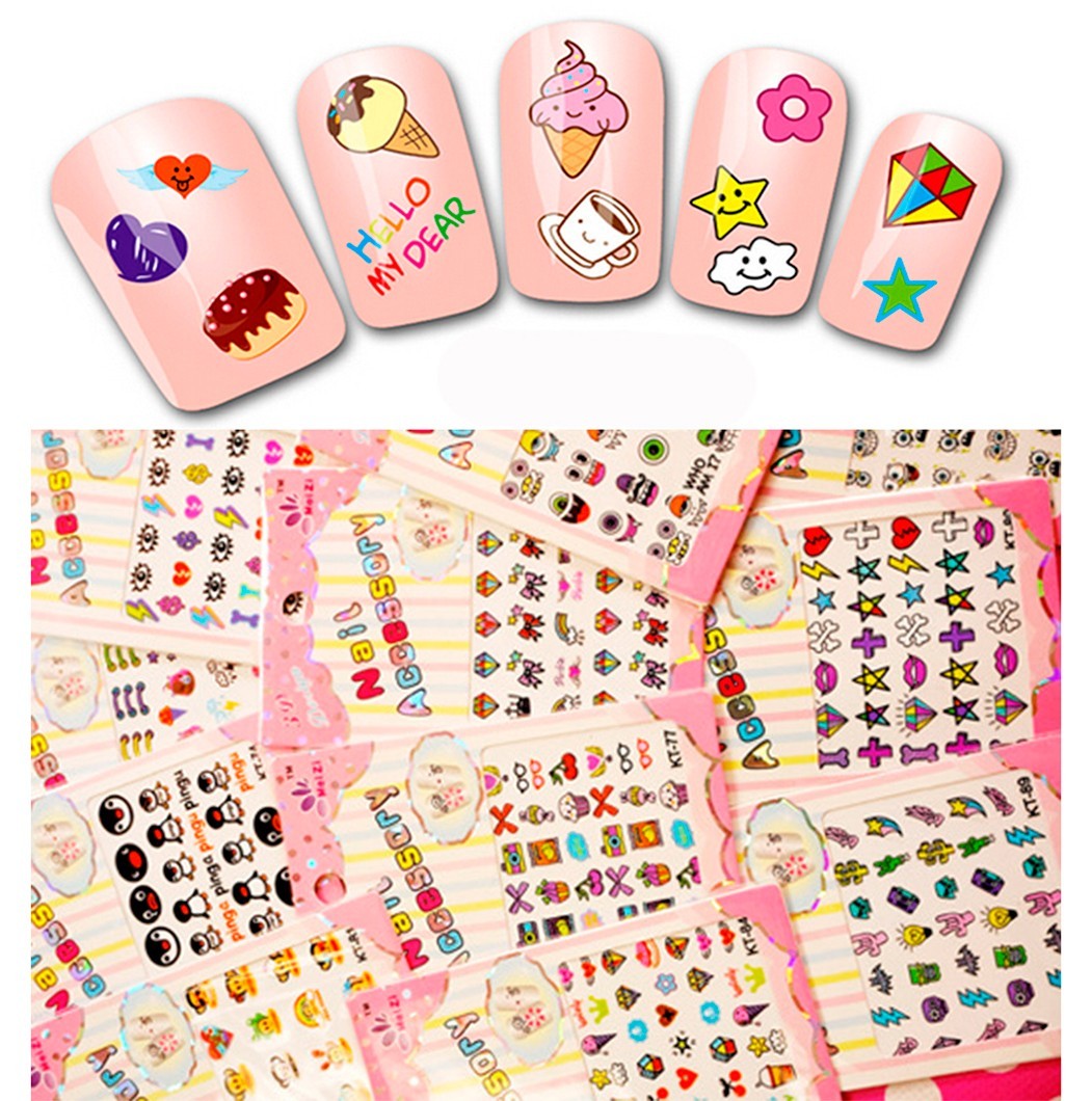 LOT 805PCS Nail Art Stickers Waterproof Cartoons Kids Minions Animal Halloween