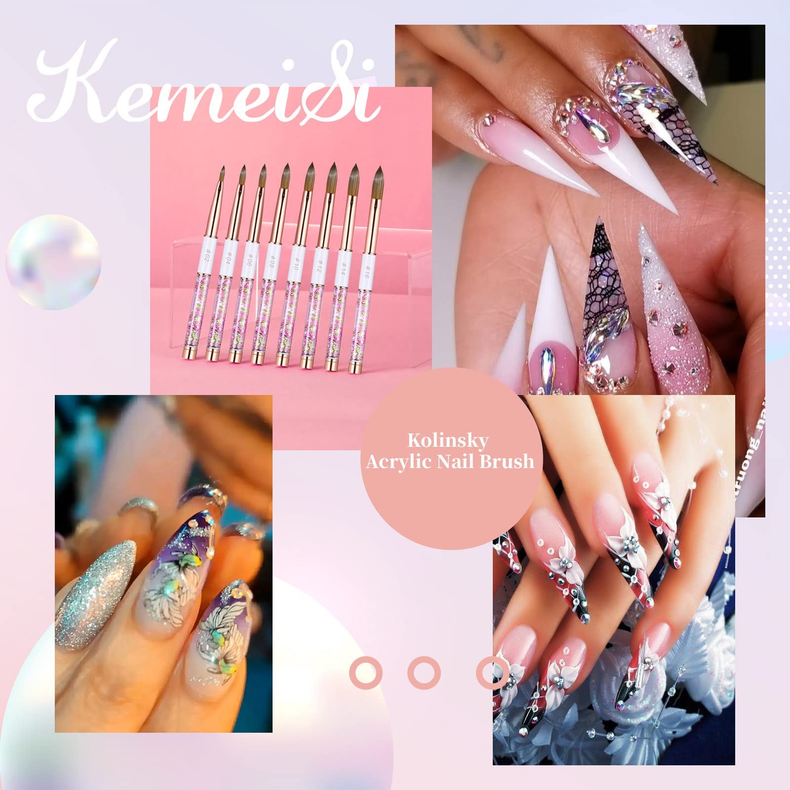 Acrylic Nail Brush Size 8 – Pure Kolinsky Oval Brush for Professional Manicure