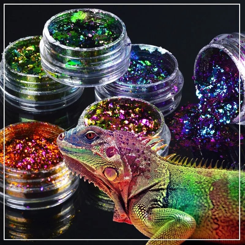 Chameleon Nail Flakes Multichrome Powder Colour Shifting Nails Rose Gold TREND
