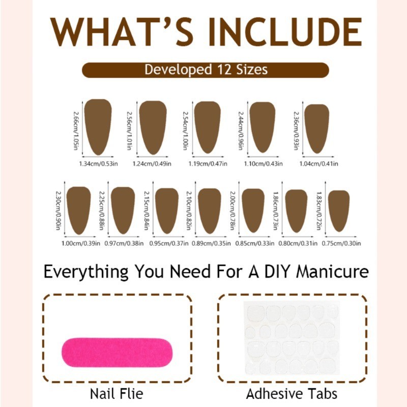 96 Elegant Bare and Contrasting Nail Tips Press in Nails, Removable Nail Art