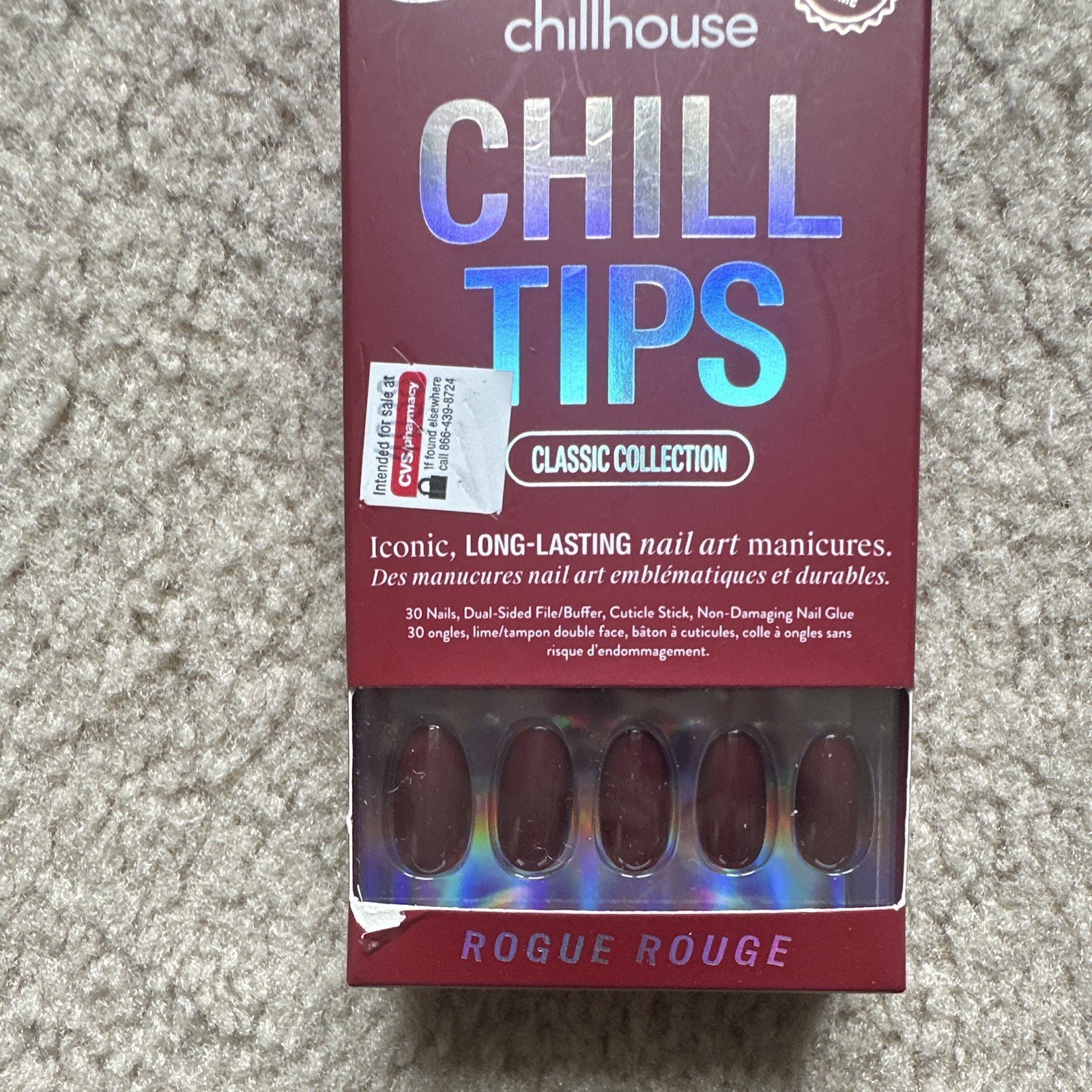 chillhouse Chill Tips Rogue Rouge Red Shiny Oval Press-On Nails