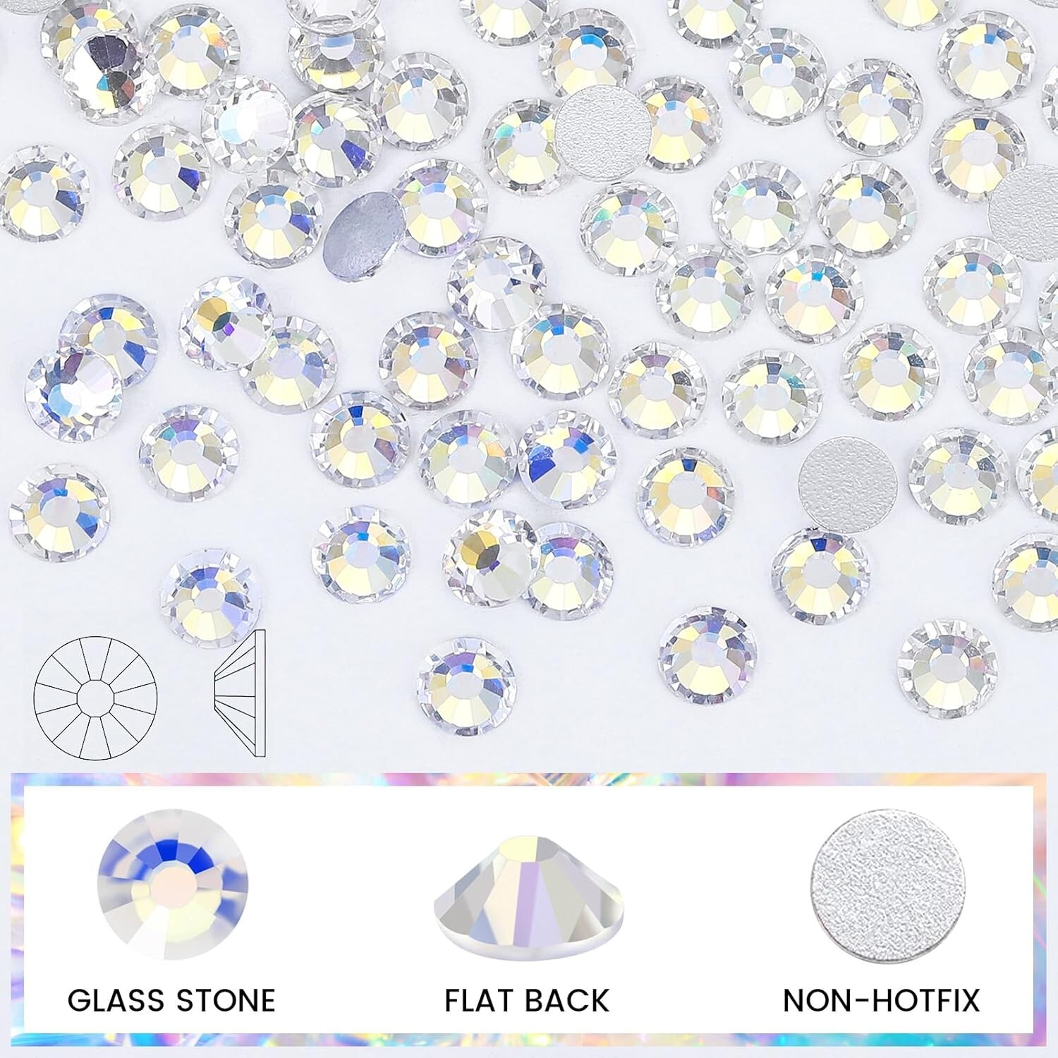 Moonlight purple Non Hotfix Crystal Rhinestones Flatback Gem Nail Art Decoration