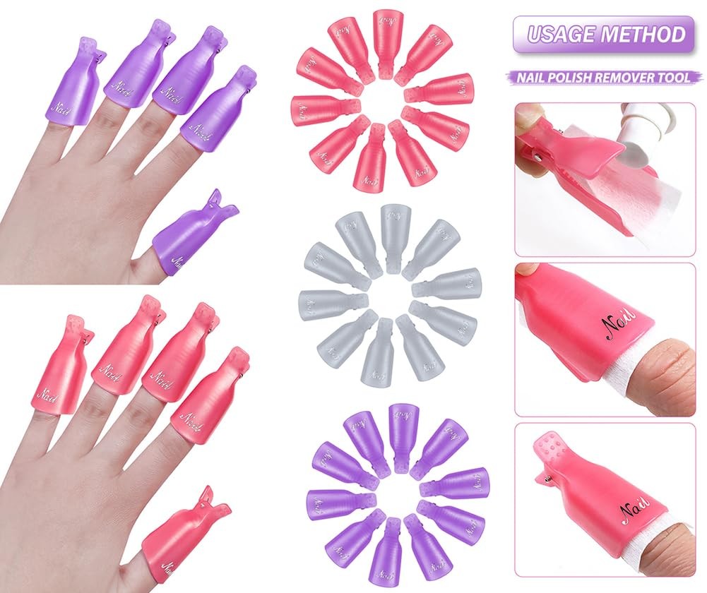 AKOAK 10 Pcs Plastic Acrylic Nail Art Soak Off 10 Count (Pack of 1), White