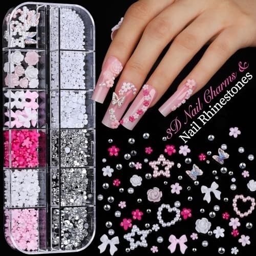 Acrylic Nail Kit for DIY Nail Art – Clear Coffin Tips, Charms, Stickers & Tools