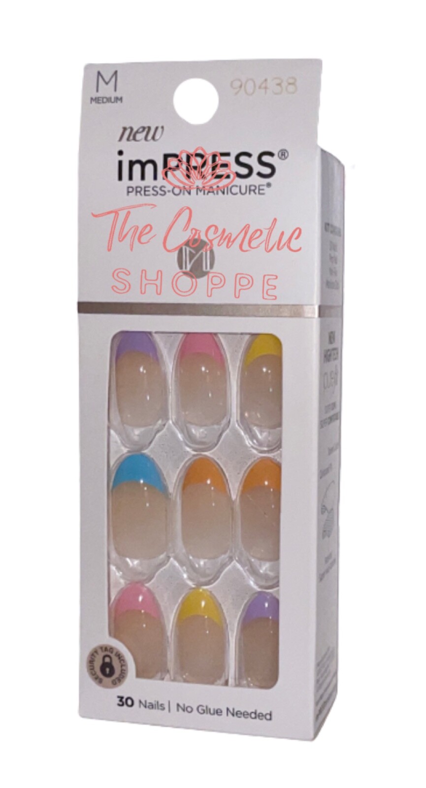 imPRESS Press on Manicure Medium Length Almond Colorful French Manicure Nails x1