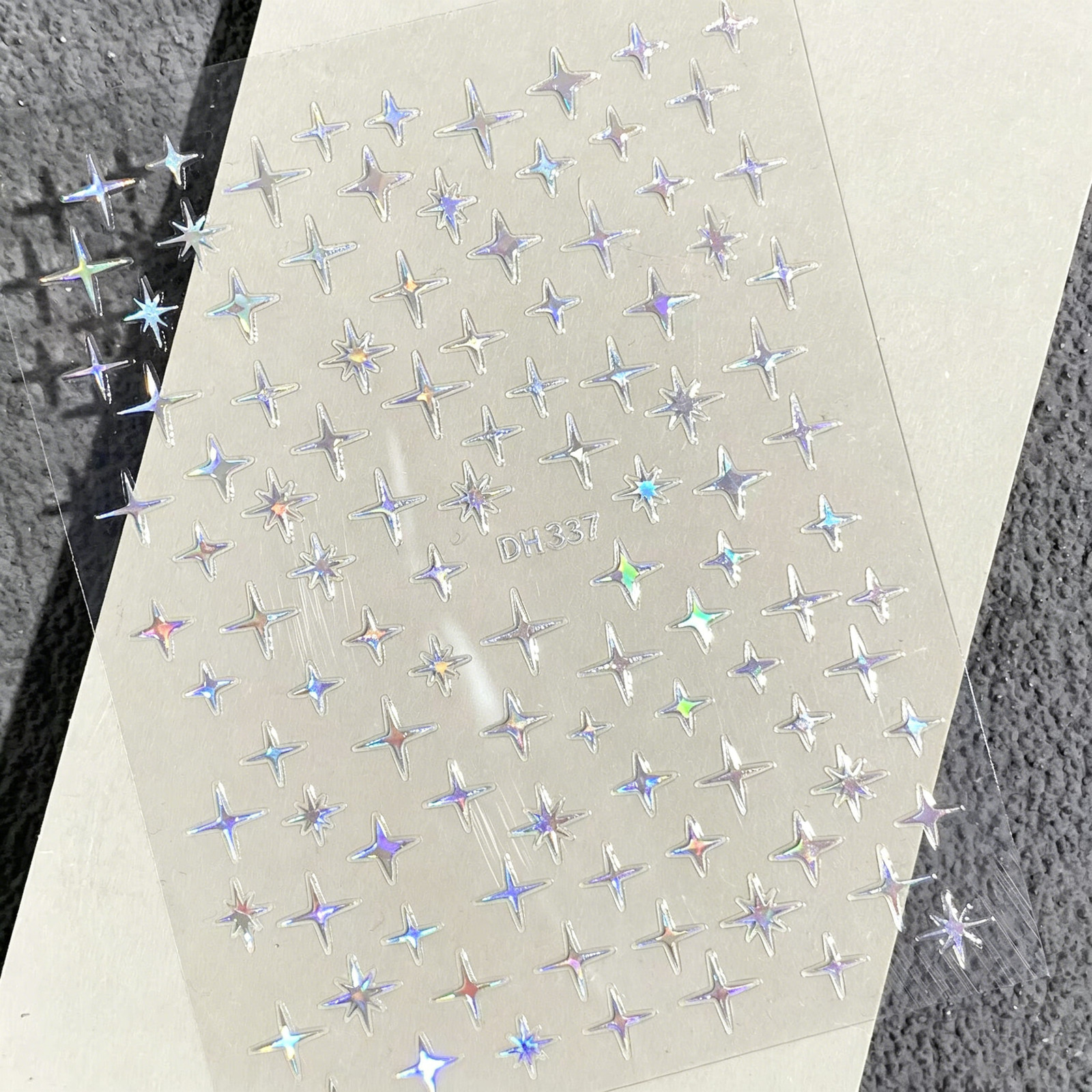 Viral Internet-Famous Laser Gold & Silver Four-Pointed Star Nail Stickers, Flat