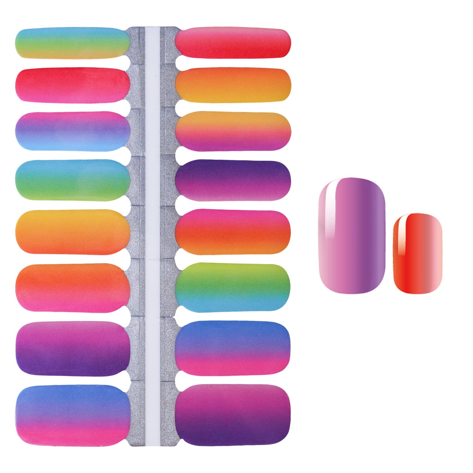 5 Sheets Rainbow Nail Wraps Nail Polish Stickers Self Adhesive Nail Polish St…