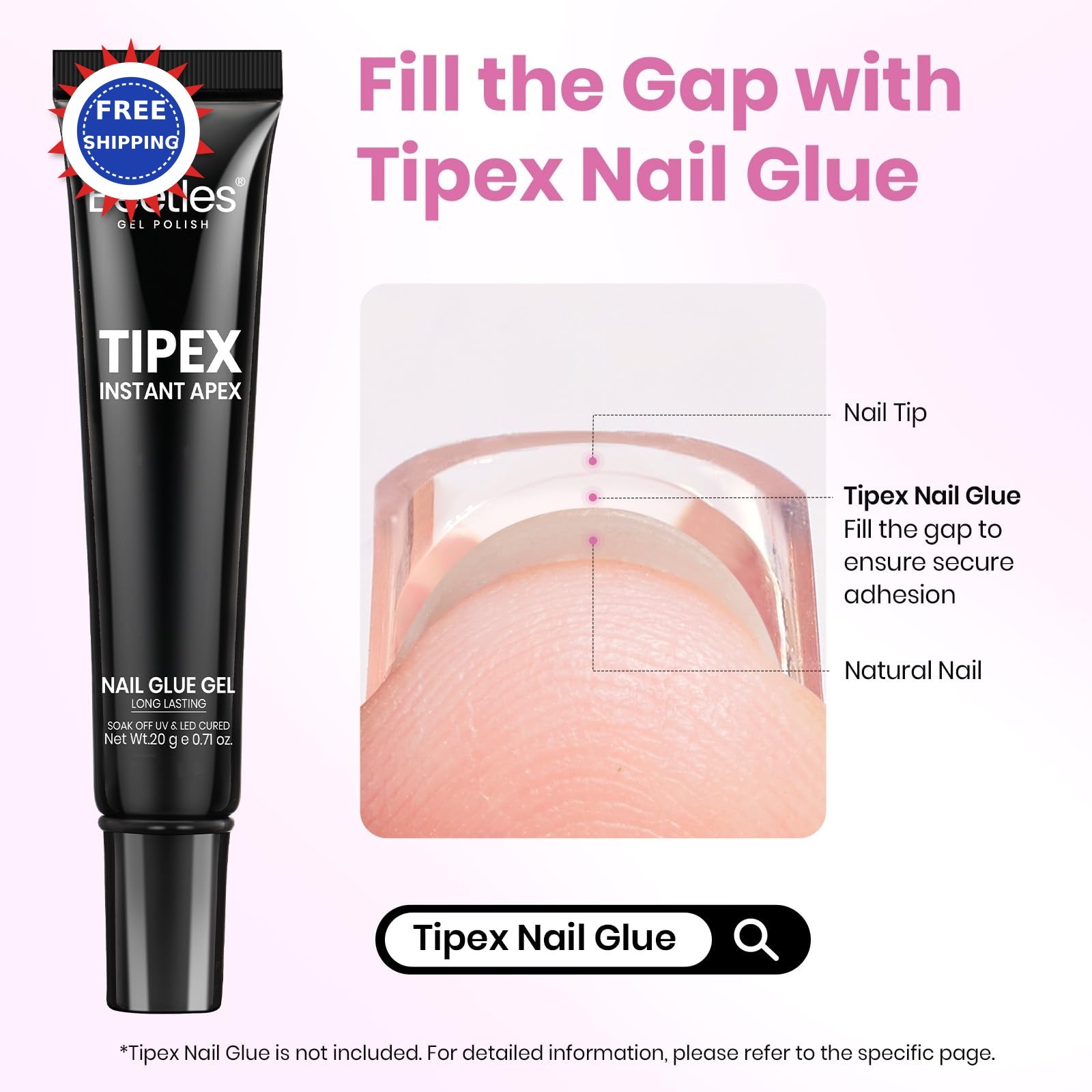 Nail Tips Acrylic Almond Short Pre Built Apex 00-14 Beetles Tipex Lite