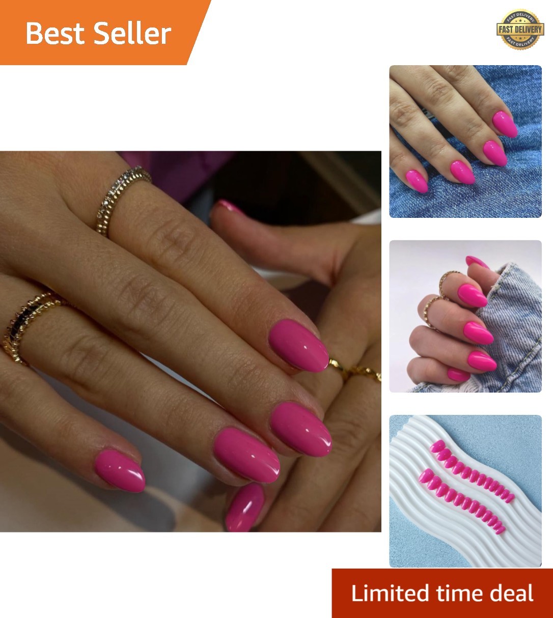 Beautiful Glossy Hot Pink 24-Pc Press-On Nails – Perfect Fit for Any Occasion