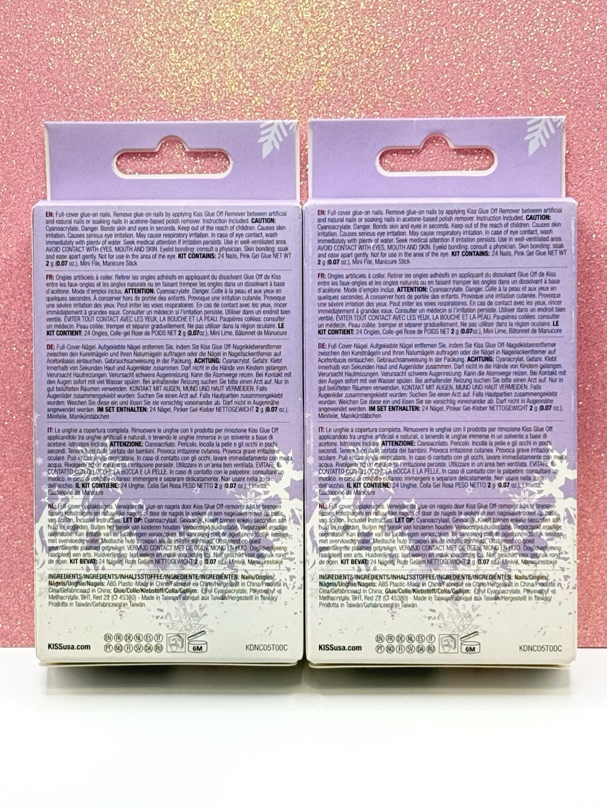 Kiss Design Nails Press-On Nails Medium Oval Glitter Reindeer 82706 Lot Of 2