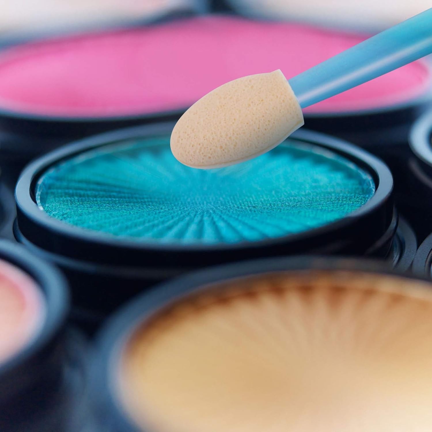 Disposable Sides Eye Shadow Spon Applicators with Container,