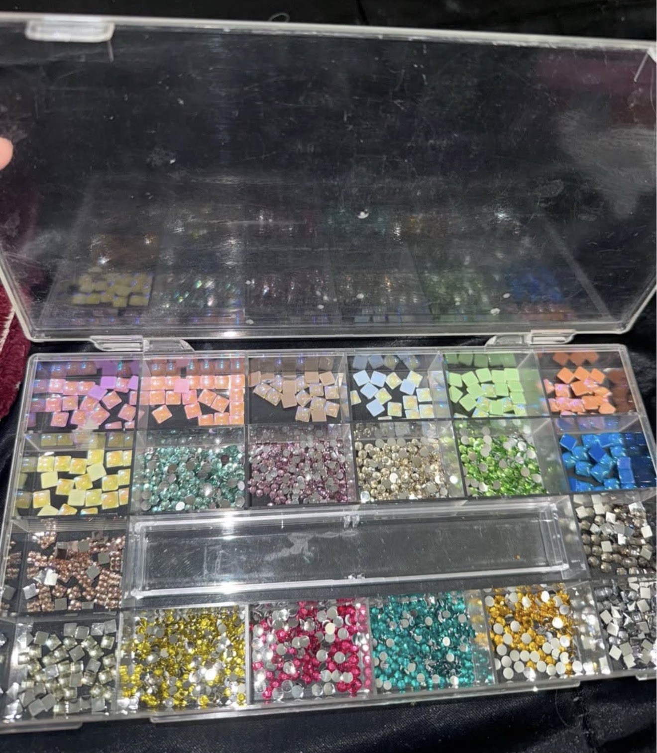 Multicolor Rhinestone Nail Art Decor, Mixed Sizes, Bling Gems w/ Organizer Case