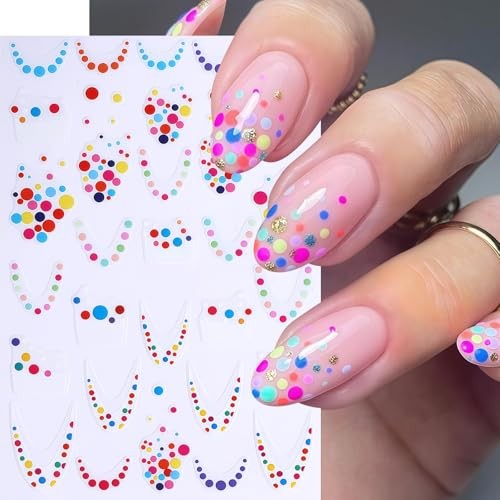 6 Sheets Christmas Balloons Nail Art Stickers Colorful Polka Dot french balloon