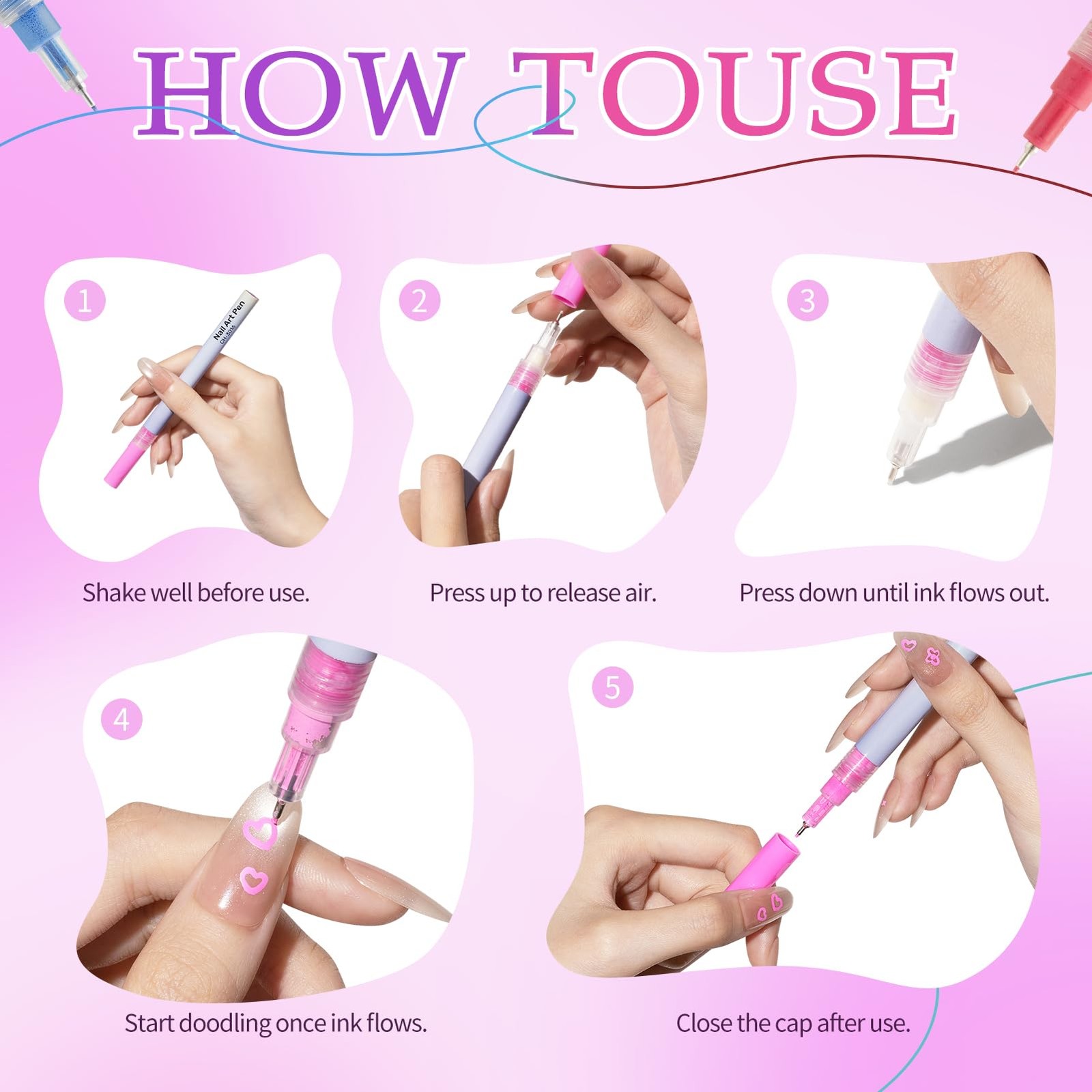 Nail Art Marker, 12Colors Nail Art Pens Set, 0.5MM Fine Line Nail Polish Pens…