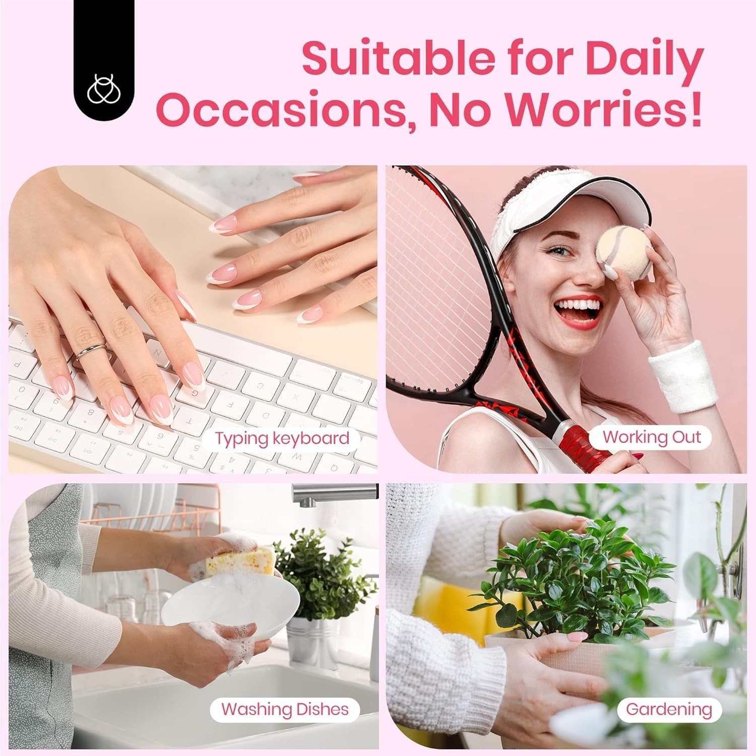 Beetles All-in-One Gel Nail Kit: 224 French Almond Press On Nails & Mini Lamp