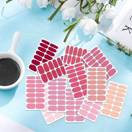 20 Sheets 280 Pcs Red&Pink Nail Polish Strips for Women Set 3 Red Pink Solid
