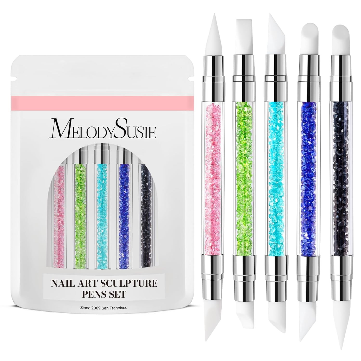5 Pcs Nail Art Sculpture Pen Acrylic Dual Tipped Brushes for Resin Nail Art Tool