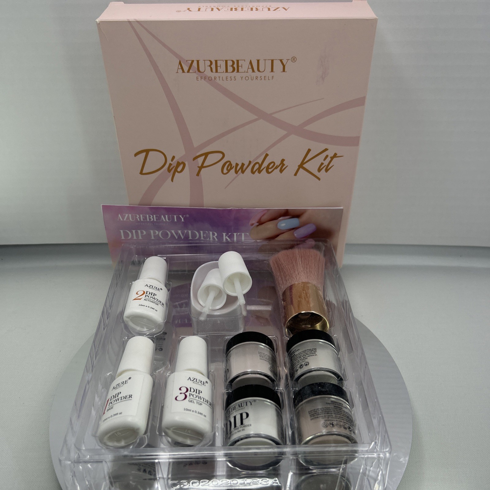 AzureBeauty Dip Powder Nail Kit 10g/0.34 Oz 3 Colors 3 Liquid Bottles Brush & Mo