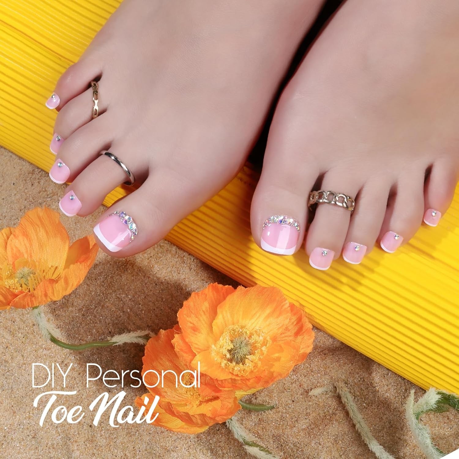 Toe Nail Pr Ons With Glue, Pr on Toenails French Tip Toe