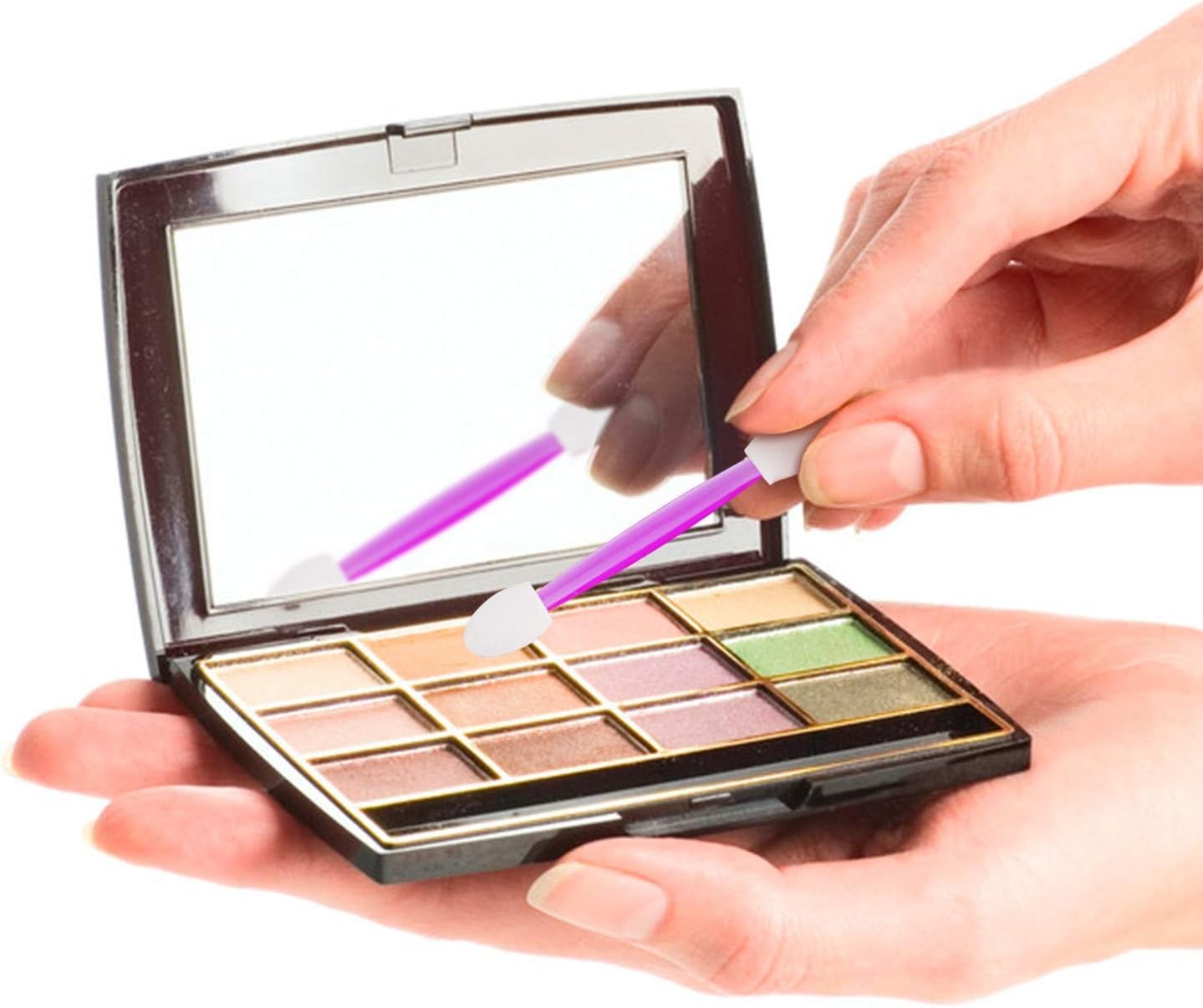 Disposable Sides Eye Shadow Spon Applicators with Container,