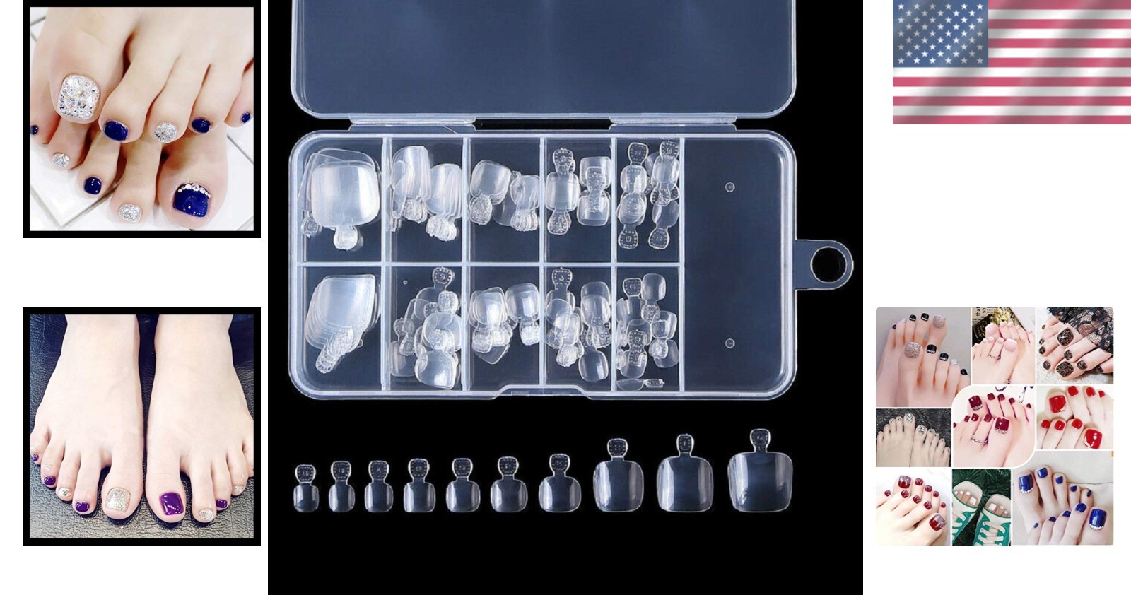 100Pcs Eco-Friendly Full Coverage Fake Toenail Tips for Salon-Quality Nails