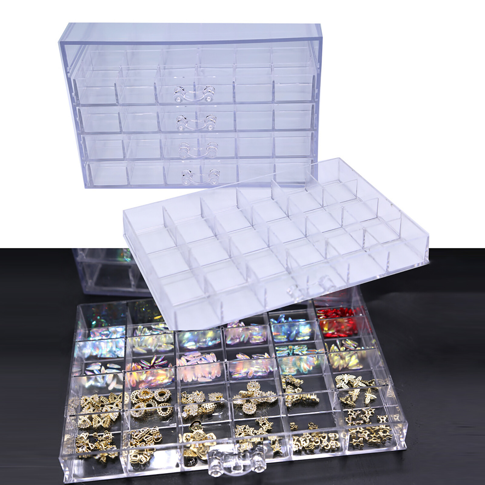 5 Layers Nail Art Supplies Display Organizer 120 Grids Nail Art Storage Box