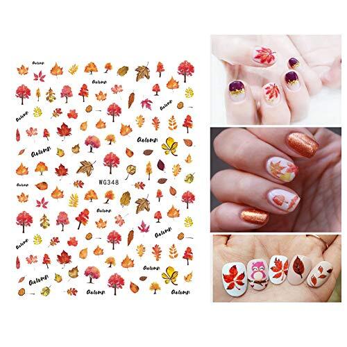3D Thanksgiving Nail Art Stickers 6 Sheets Autumn Fall Nail Art Accessories C